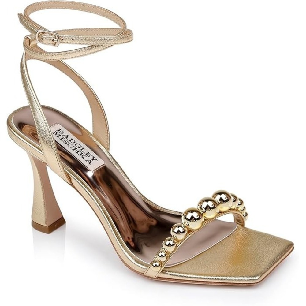 Badgley Mischka Women's Cailey Strappy Stiletto Sandal W/ Balled Vamp  Gold NEW!